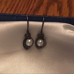 Leaf and pearl earrings